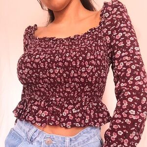 Burgundy Floral Blouse